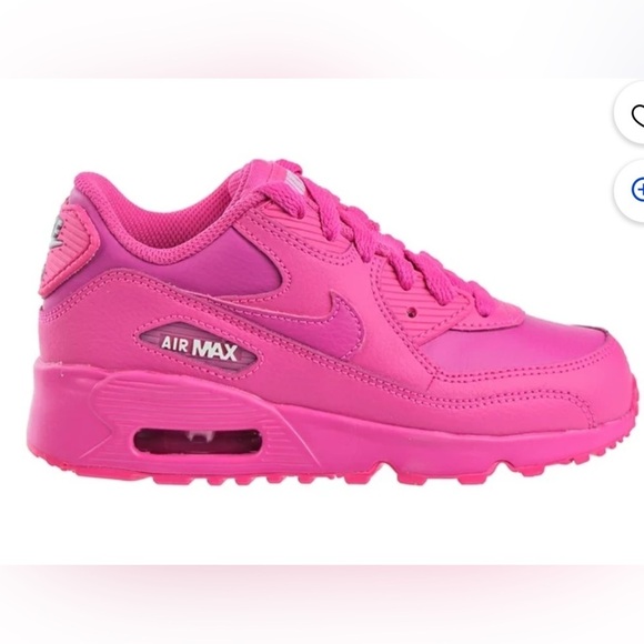 Nike Air Max 90 Leather Laser Fuchsia/Laser Fuchsia 833377-603 size 1Y - Picture 11 of 11